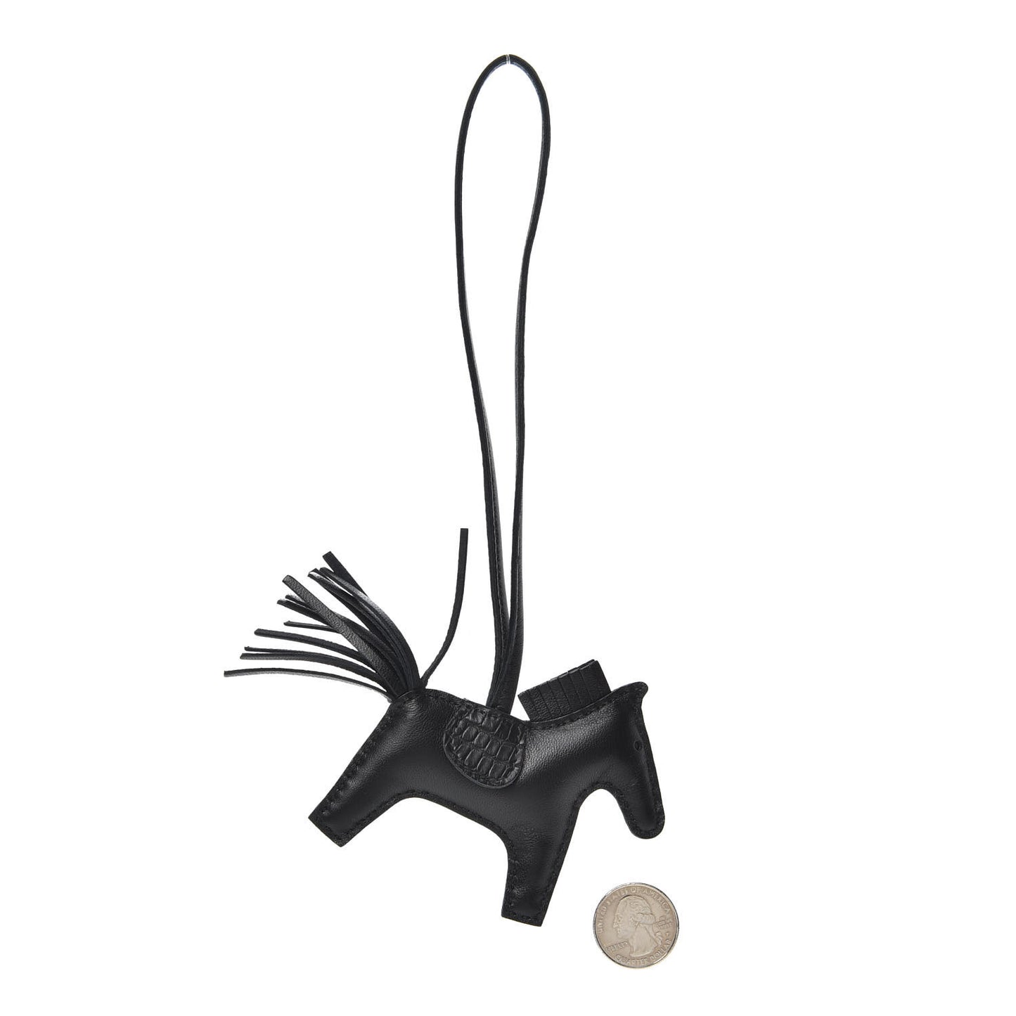 Milo Lambskin Matte Alligator Touch Grigri Rodeo Horse Bag Charm PM So Black