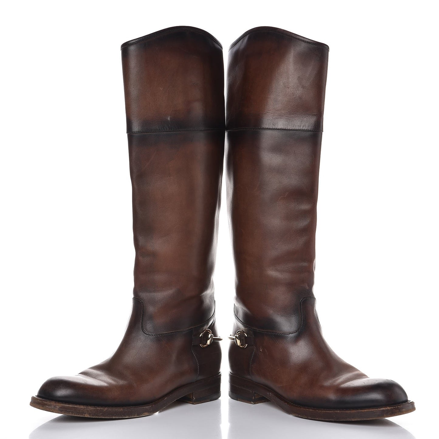 Calfskin Horsebit Tall Boots 37 Brown