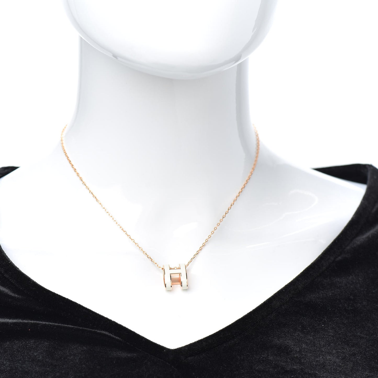 Lacquered Rose Gold Pop H Pendant Necklace White