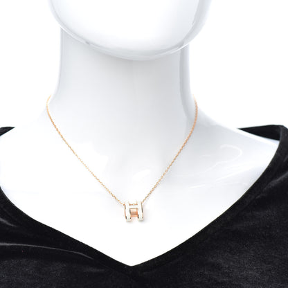 Hermes Lacquered Rose Gold Pop H Pendant Necklace White 2 of 4