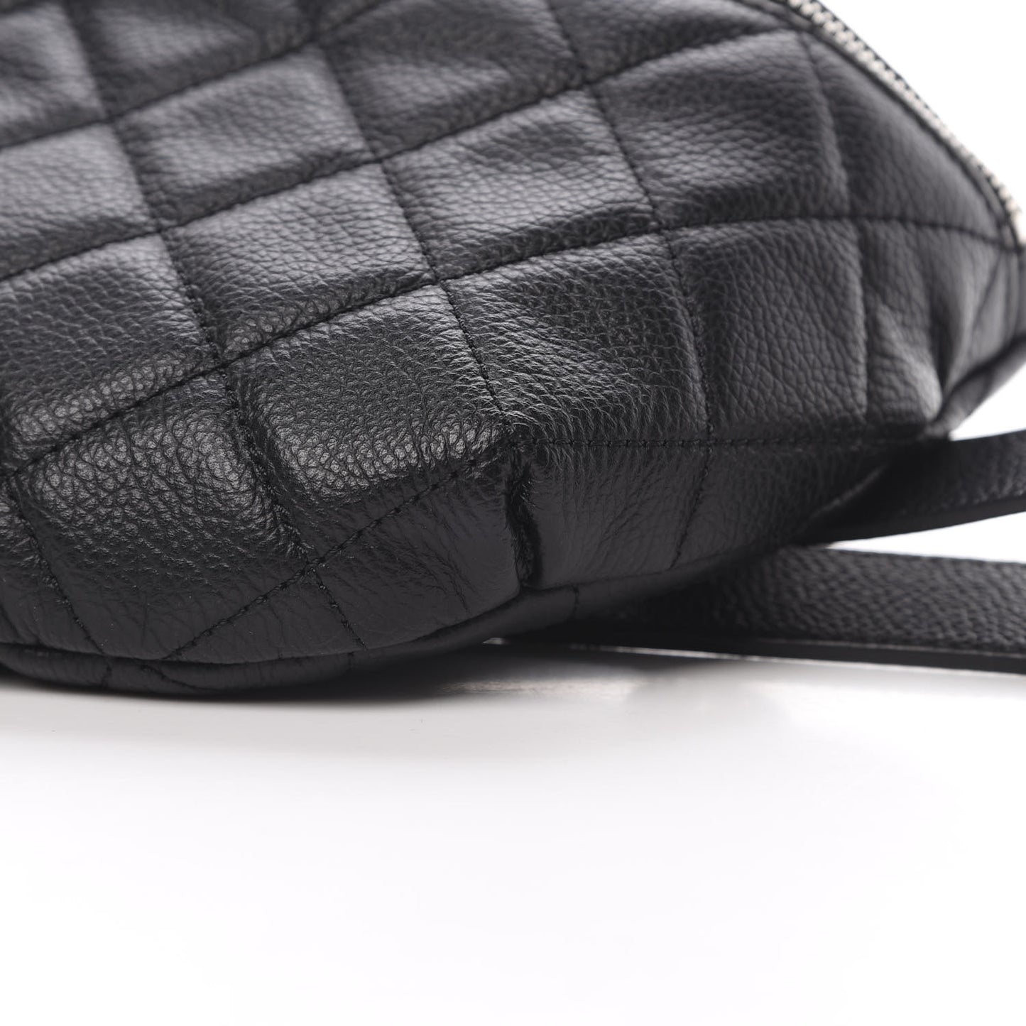 Grained Calfskin Quilted Waist Belt Bag Black