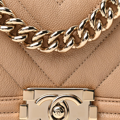 Chanel Caviar Chevron Quilted Small Boy Flap Dark Beige 8 of 10