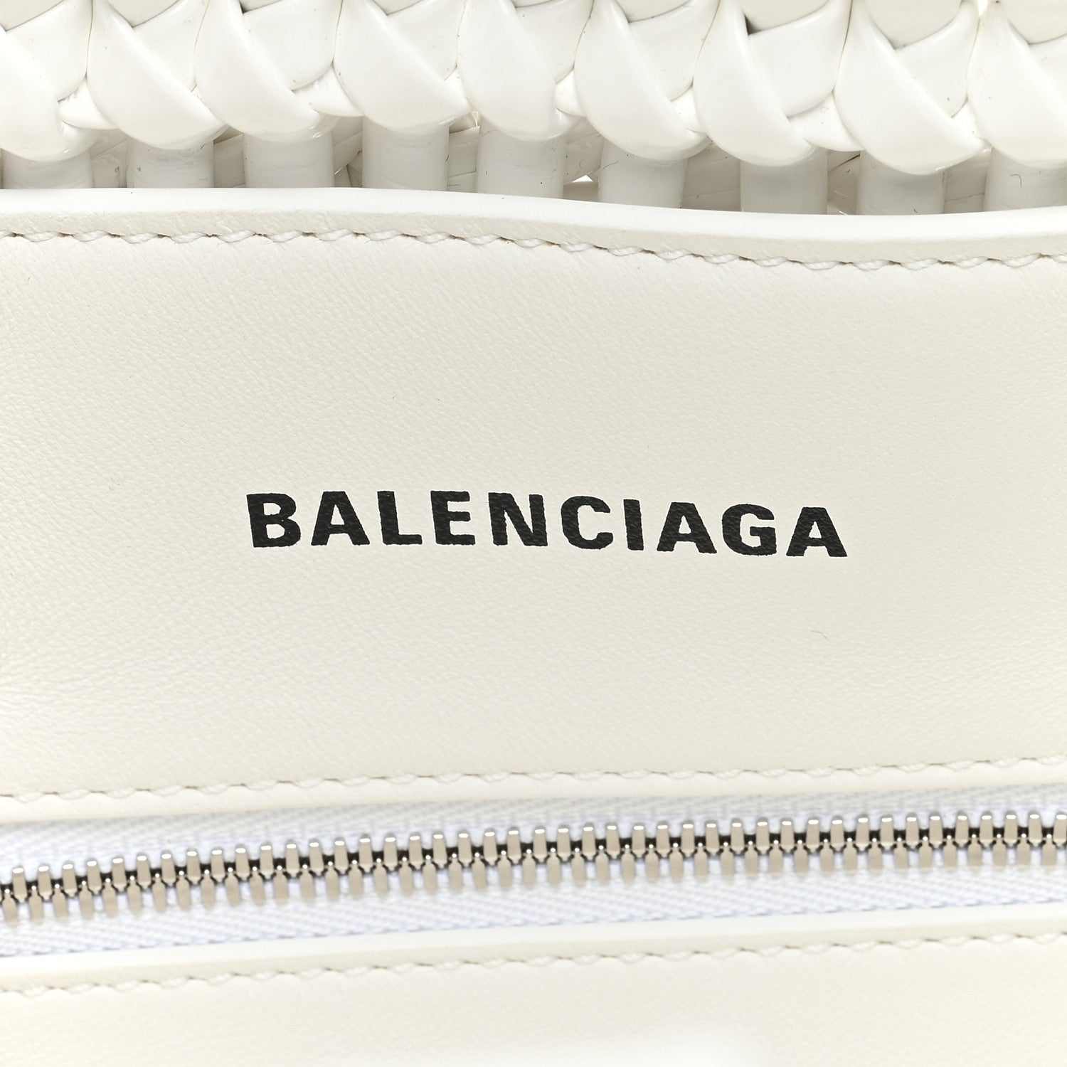 Balenciaga Faux Calfskin Braided Varnished XXS Bistro Basket White 6 of 9