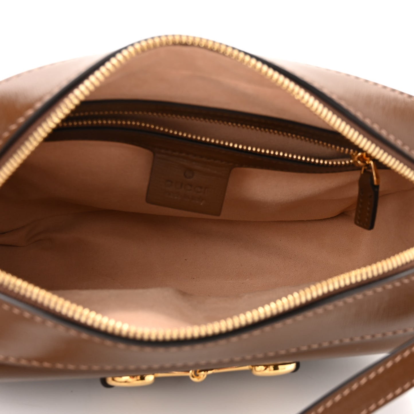 GG Supreme Monogram Small Horsebit 1955 Shoulder Bag Beige Brown Sugar