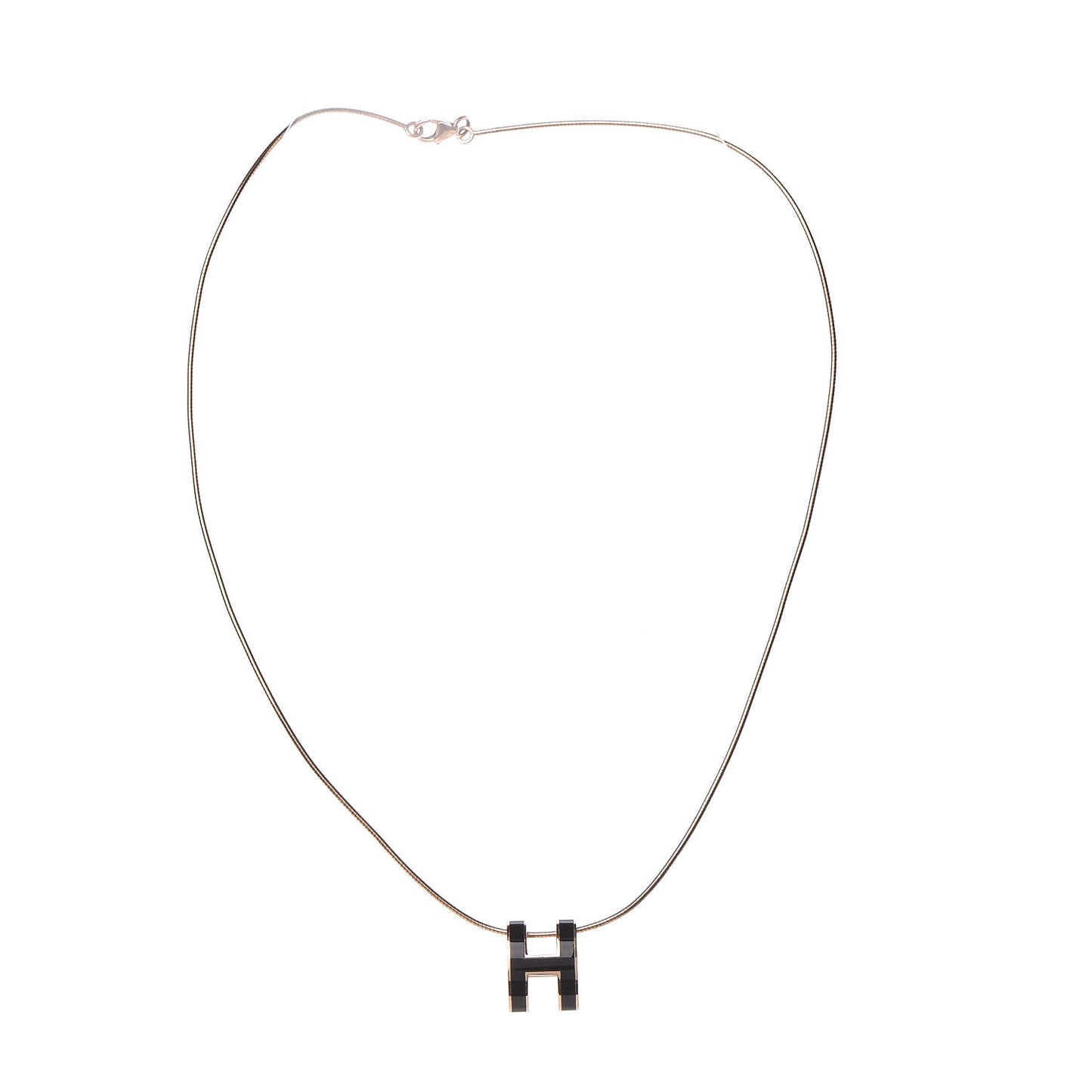 Lacquered Rose Gold Pop H Pendant Necklace Black