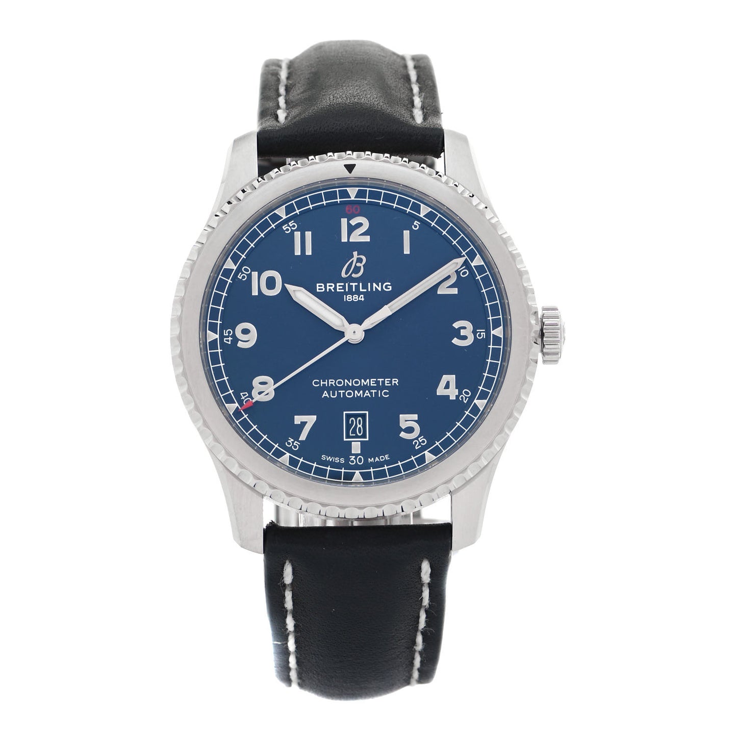 Stainless Steel Calfskin 41mm Navitimer 8 Chronograph Automatic Watch Blue A17315