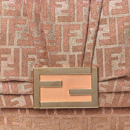 Fendi Metallic Lurex Zucca Large Mia Shoulder Flap Arancio Oro Chiaro 8 of 13