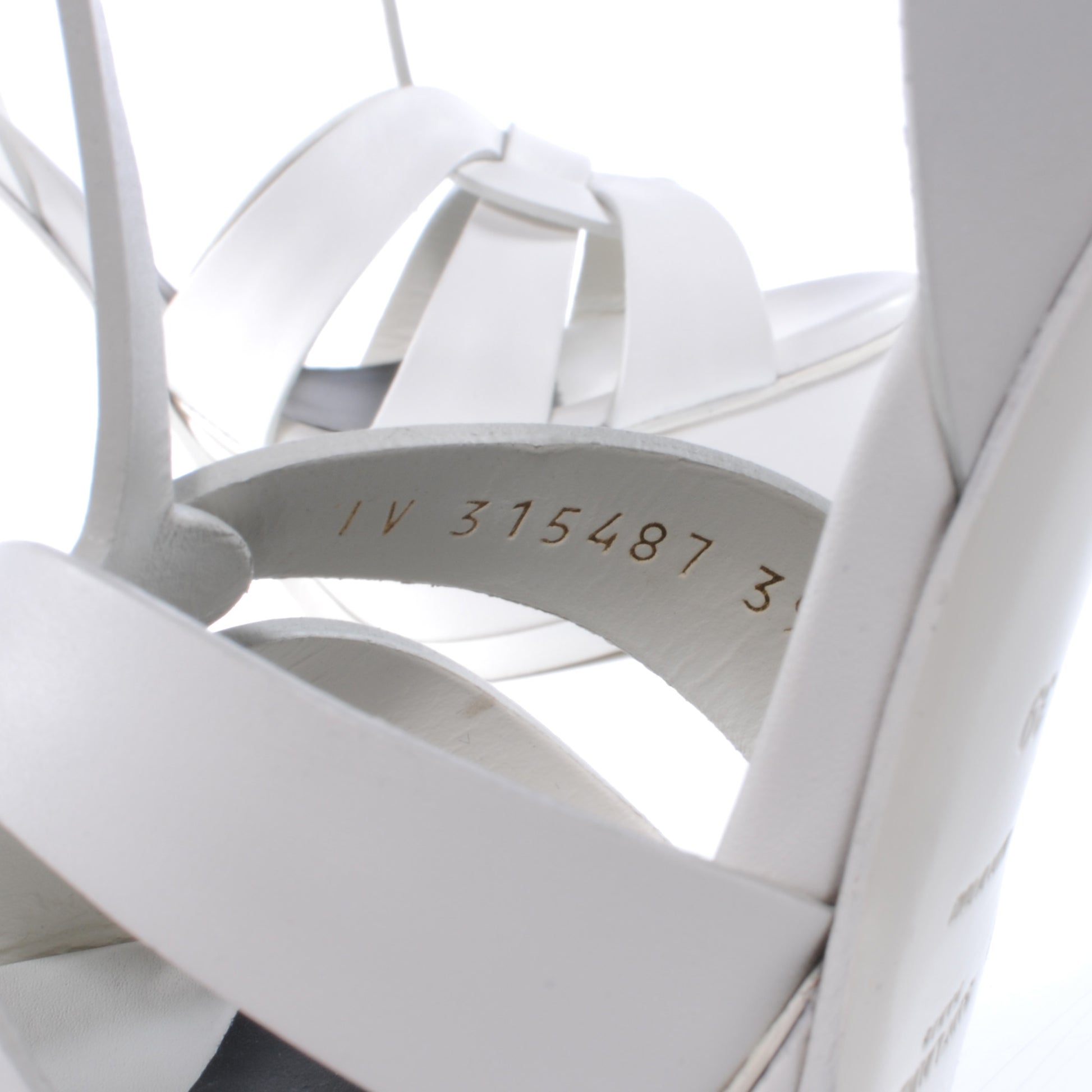 Saint Laurent Leather Tribute Platform Sandals 39 White 5 of 6