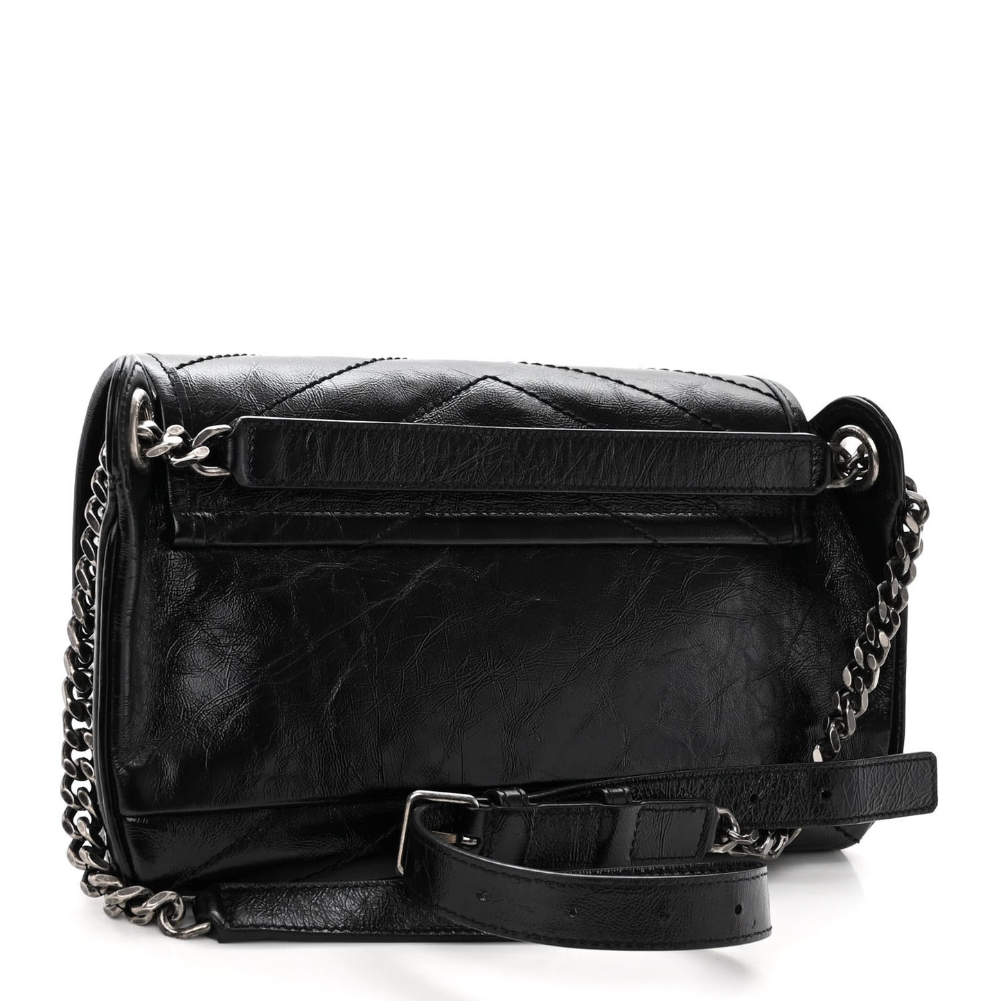 Crinkled Calfskin Matelasse Monogram Niki Body Bag Black