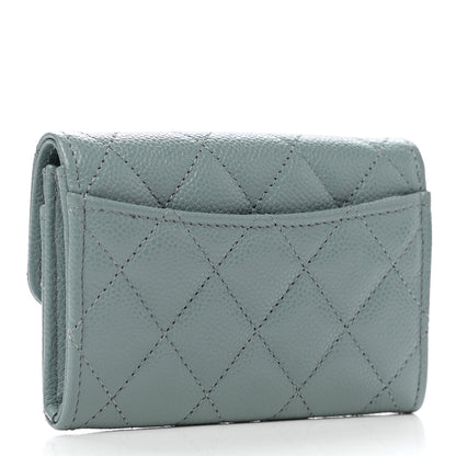 Chanel Caviar Quilted Flap Card Holder Wallet Light Blue 3 of 9