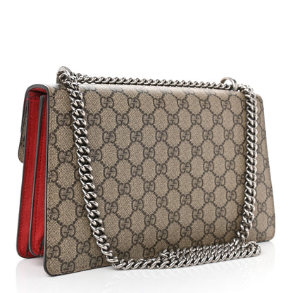 Gucci GG Supreme Monogram Suede Small Dionysus Shoulder Bag Beige Ebony Vulcanic Red 3 of 12
