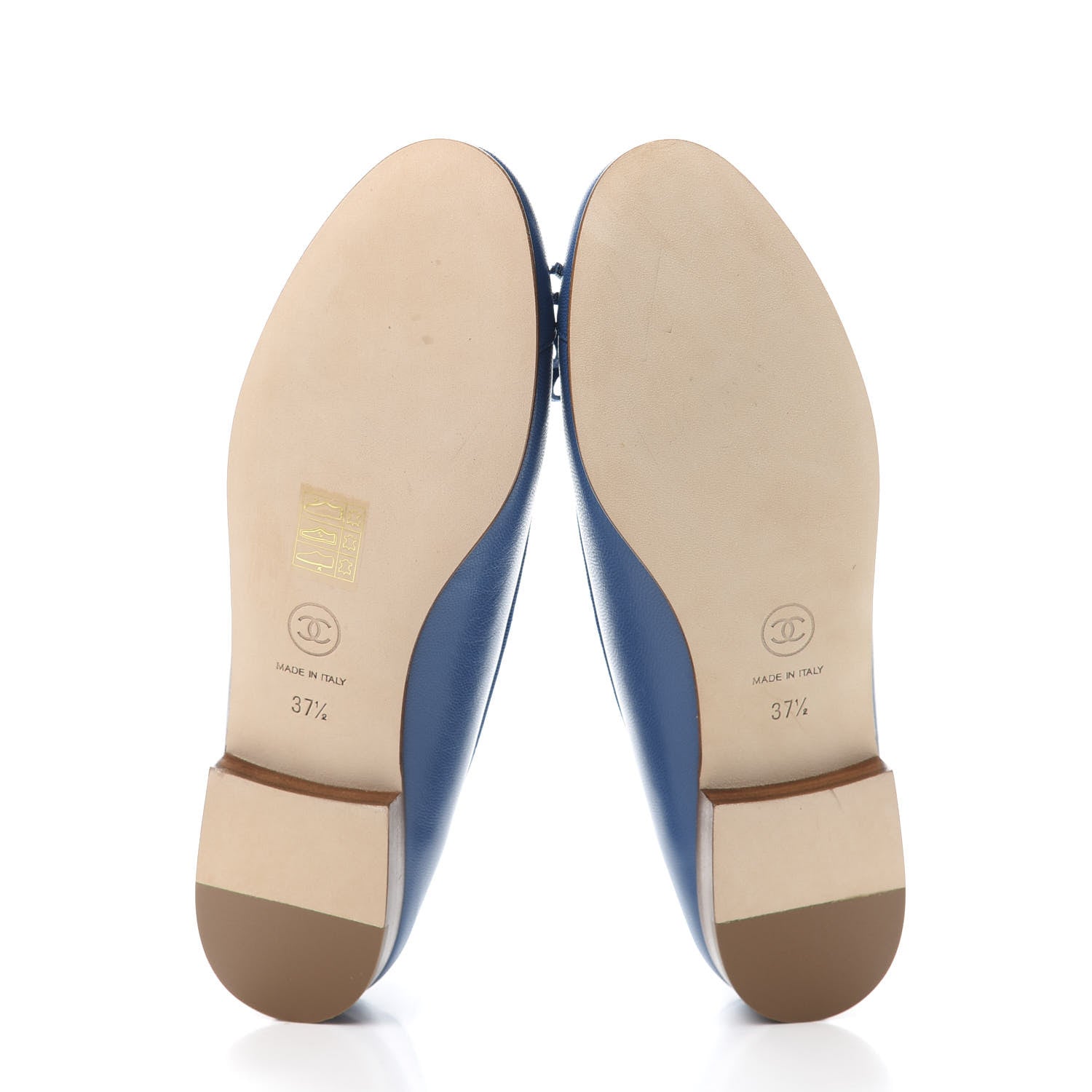 Chanel Goatskin Cap Toe CC Ballerina Flats 37.5 Blue 5 of 9