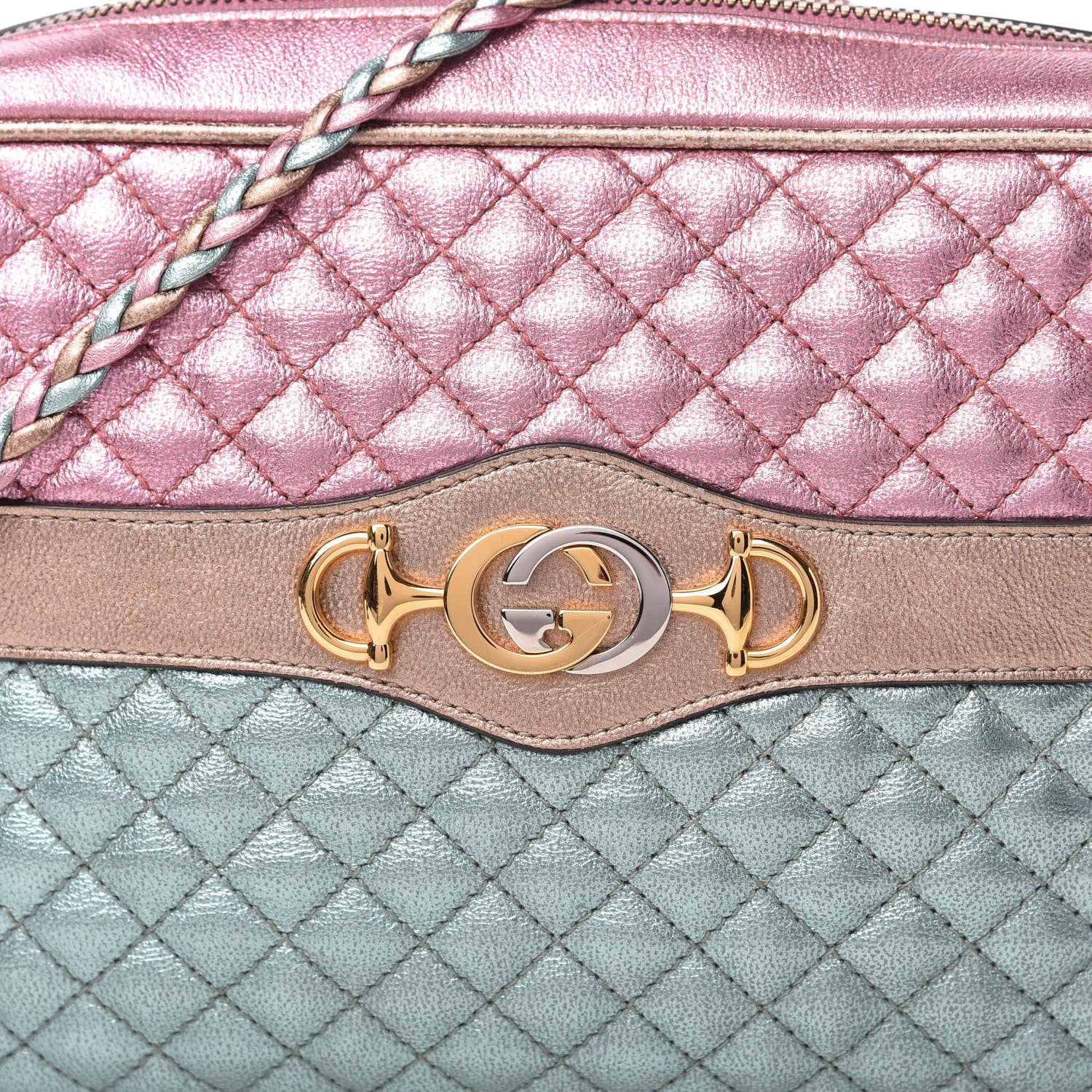 Gucci Laminated Nappa Trapuntata Small Zumi Shoulder Bag Rosa Lago Rame 10 of 10