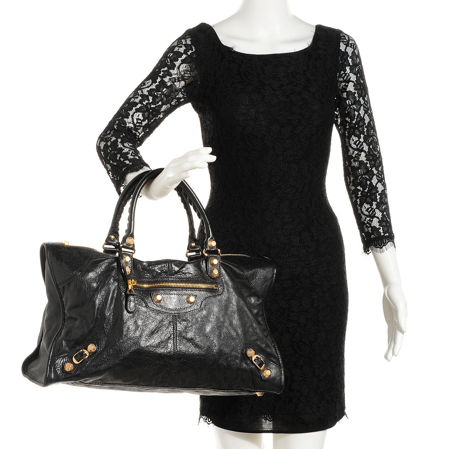 Agneau Giant 12 Gold Hardware Work Black