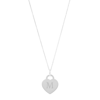 Tiffany Sterling Silver Heart Tag Alphabet M Pendant Necklace 1 of 6