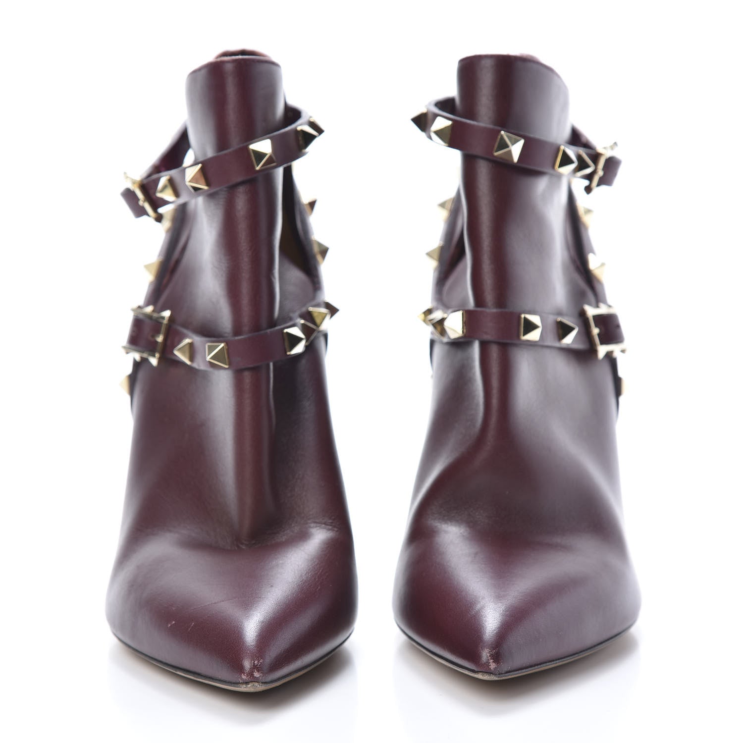 Valentino Garavani Calfskin Rockstud Double Buckle 100mm Ankle Boots 37.5 Rubin 2 of 17
