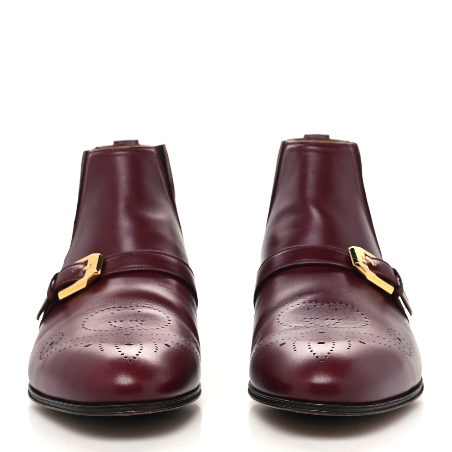 New Waxed Calfskin Mens G Medallion Toe Ankle Boots 8 Red Bordeaux