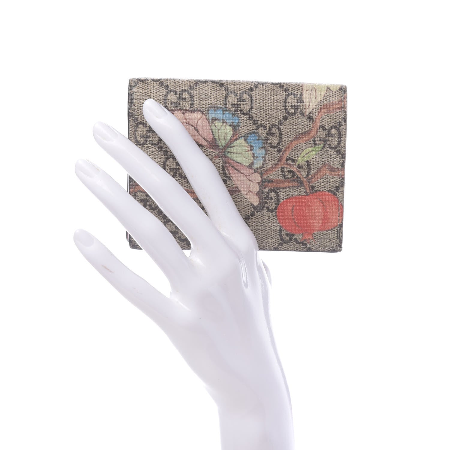 Gucci GG Supreme Monogram Tian Card Case Beige Multicolor Red 2 of 7