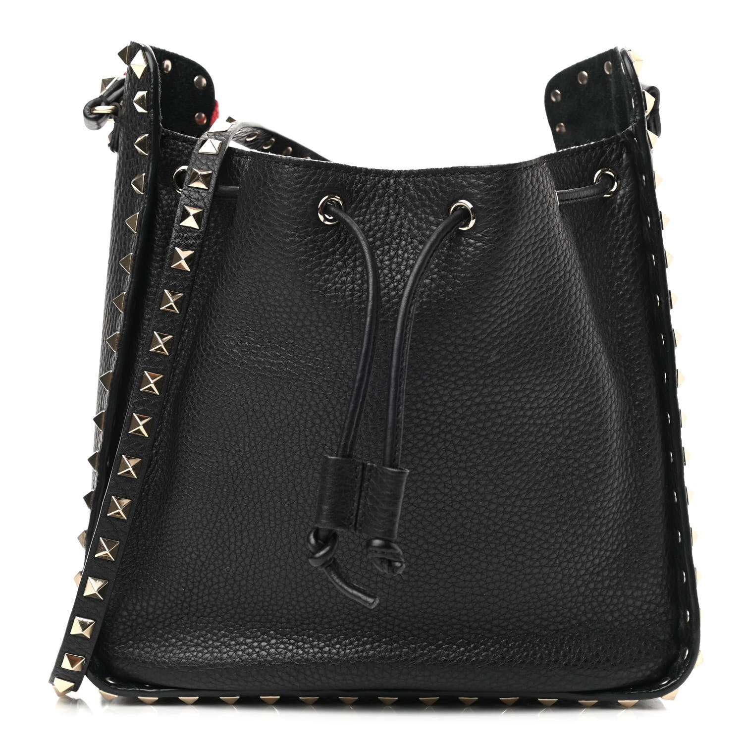 Valentino Garavani Grained Calfskin Rockstud Bucket Bag Black 1 of 9