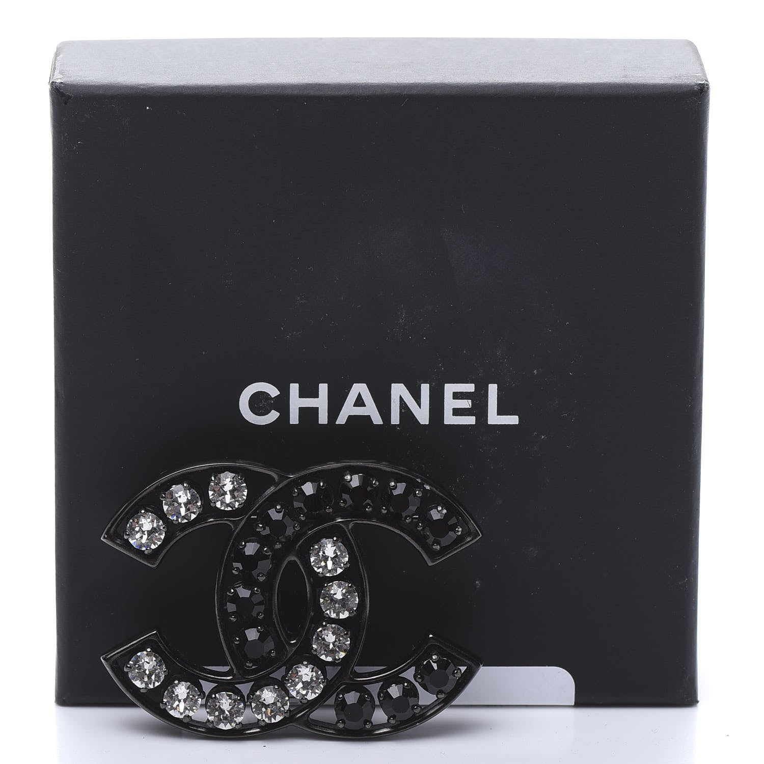 Chanel Ruthenium Crystal CC Brooch Black 4 of 4