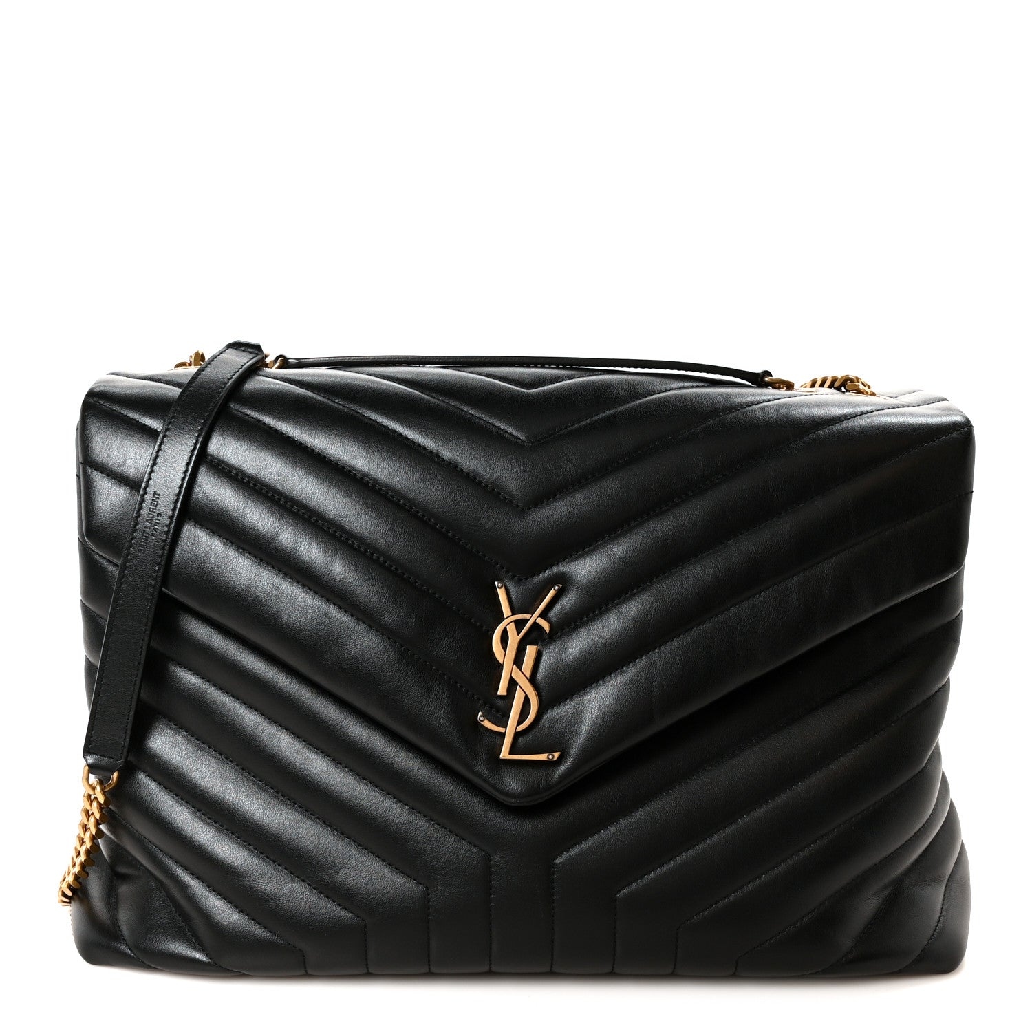 Saint Laurent Calfskin Y Quilted Monogram Large Loulou Chain Satchel Black 1 of 12