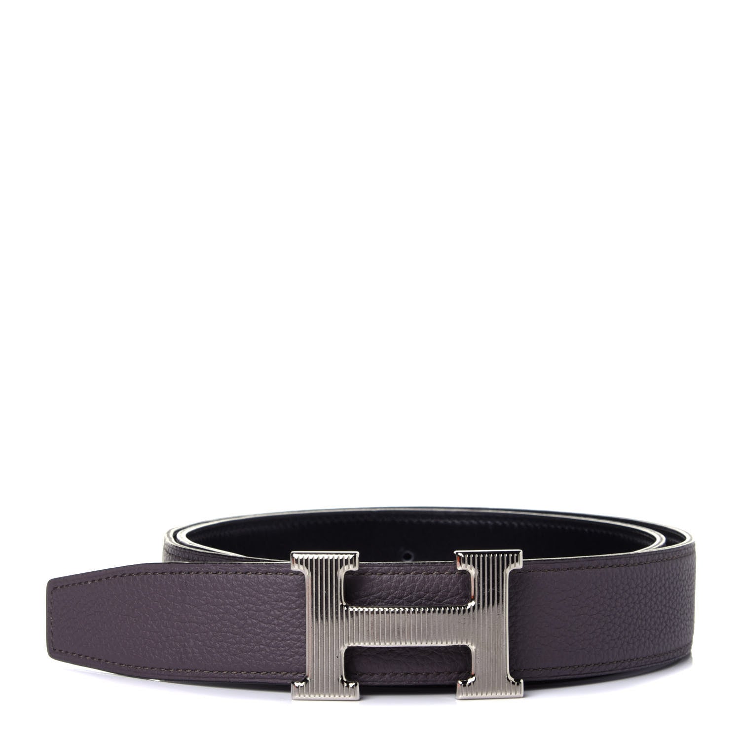 Hermes Box Togo Strie 32mm H Belt 80 Black Etain 1 of 7