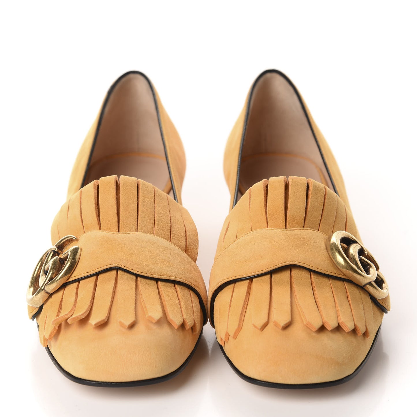 Kid Scamosciato GG Marmont Fringe Loafers 35.5 Crystal Copper