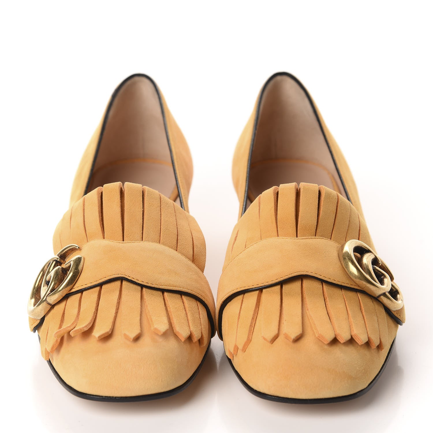 Gucci Kid Scamosciato GG Marmont Fringe Loafers 35.5 Crystal Copper 2 of 10