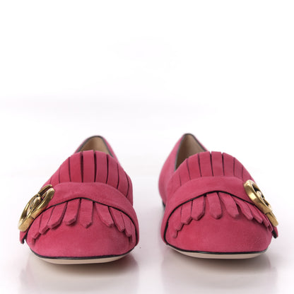 Gucci Kid Scamosciato GG Marmont Fringe Flats 37 Hot Pink 2 of 10