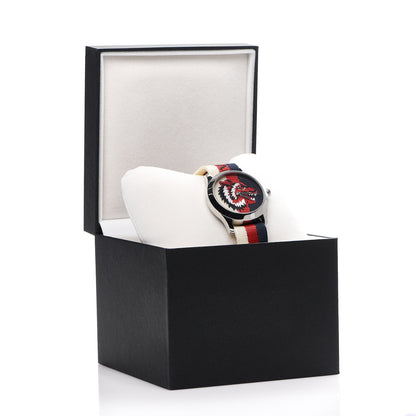 Gucci Stainless Steel Nylon 38mm Le Marche Des Merveilles Wolf Quartz Watch Navy 5 of 5