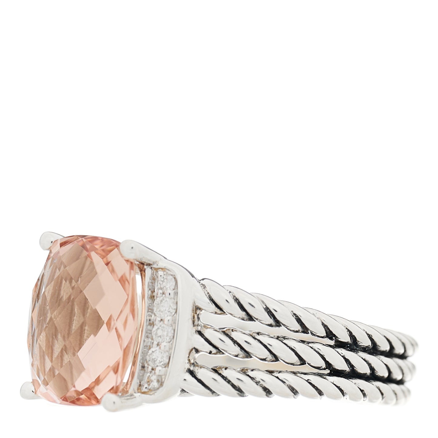 Sterling Silver Diamond Morganite 10mm Petite Wheaton Ring 54 7