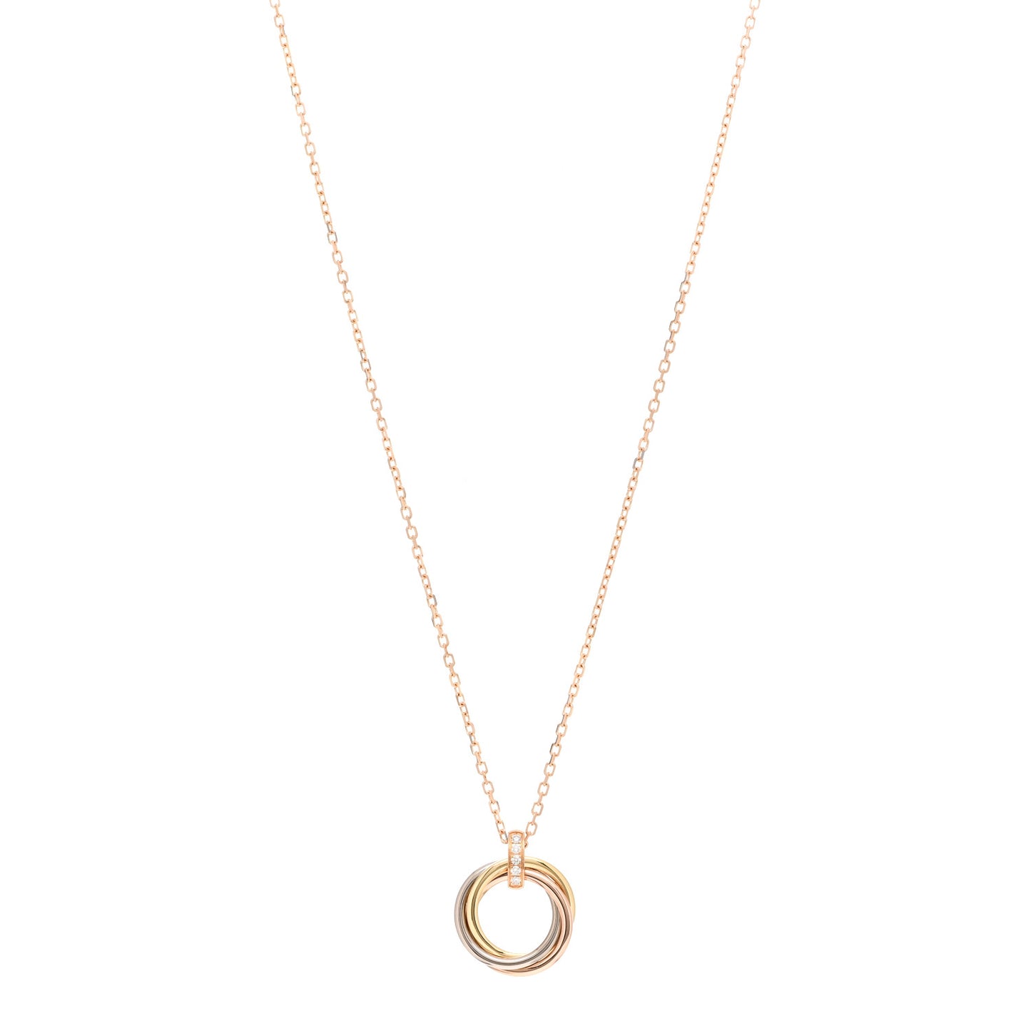 18K Pink White Yellow Gold Diamond Trinity Pendant Necklace