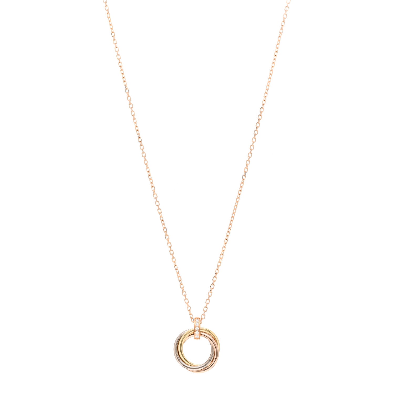 Cartier 18K Pink White Yellow Gold Diamond Trinity Pendant Necklace 1 of 4