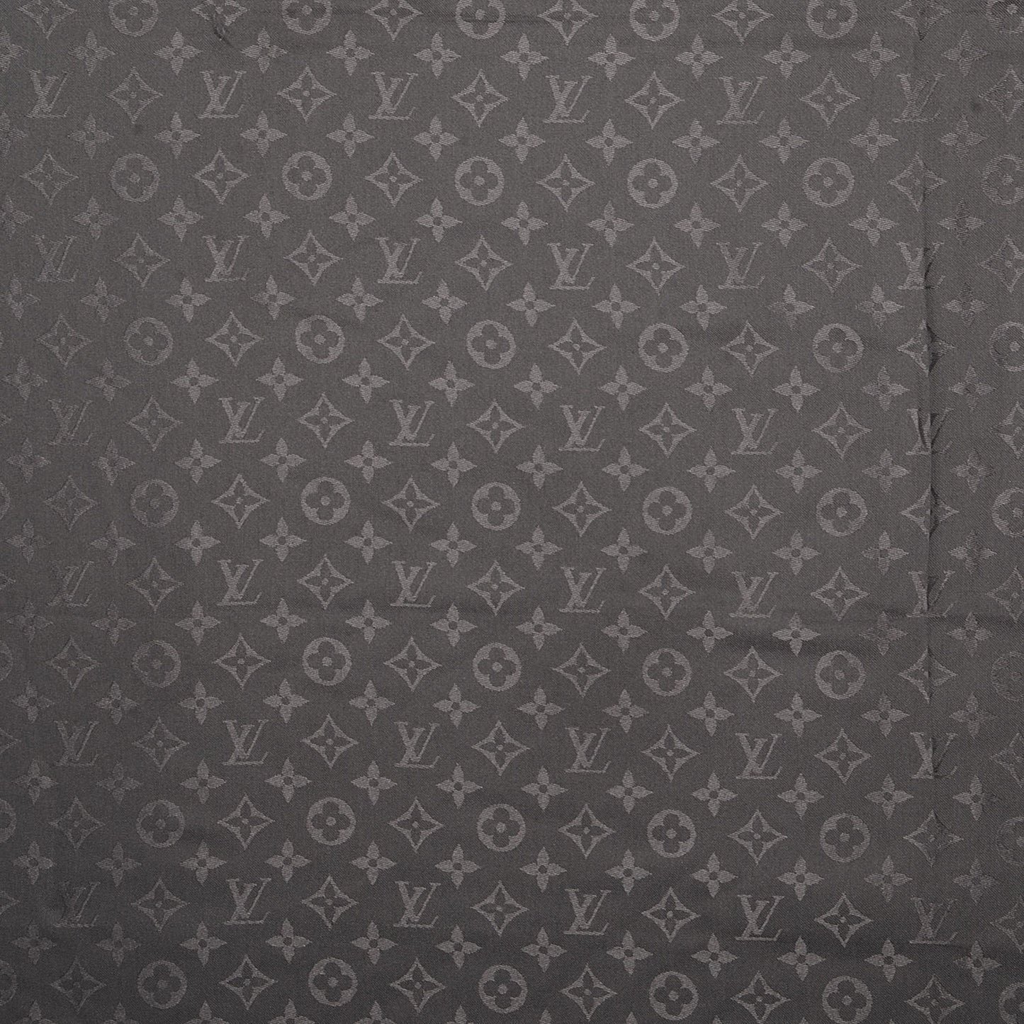 Silk Wool Monogram Shawl Charcoal Grey