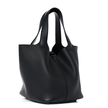 Hermes Taurillon Clemence Monochrome Picotin Lock 22 MM Black 3 of 12
