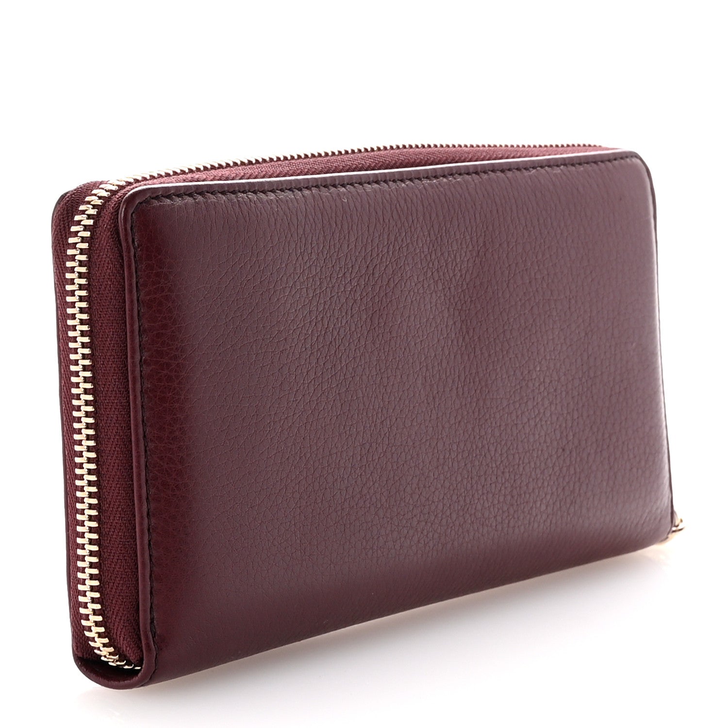Gucci Pebbled Calfskin Soho Zip Around Wallet Classic Burgundy 3 of 8
