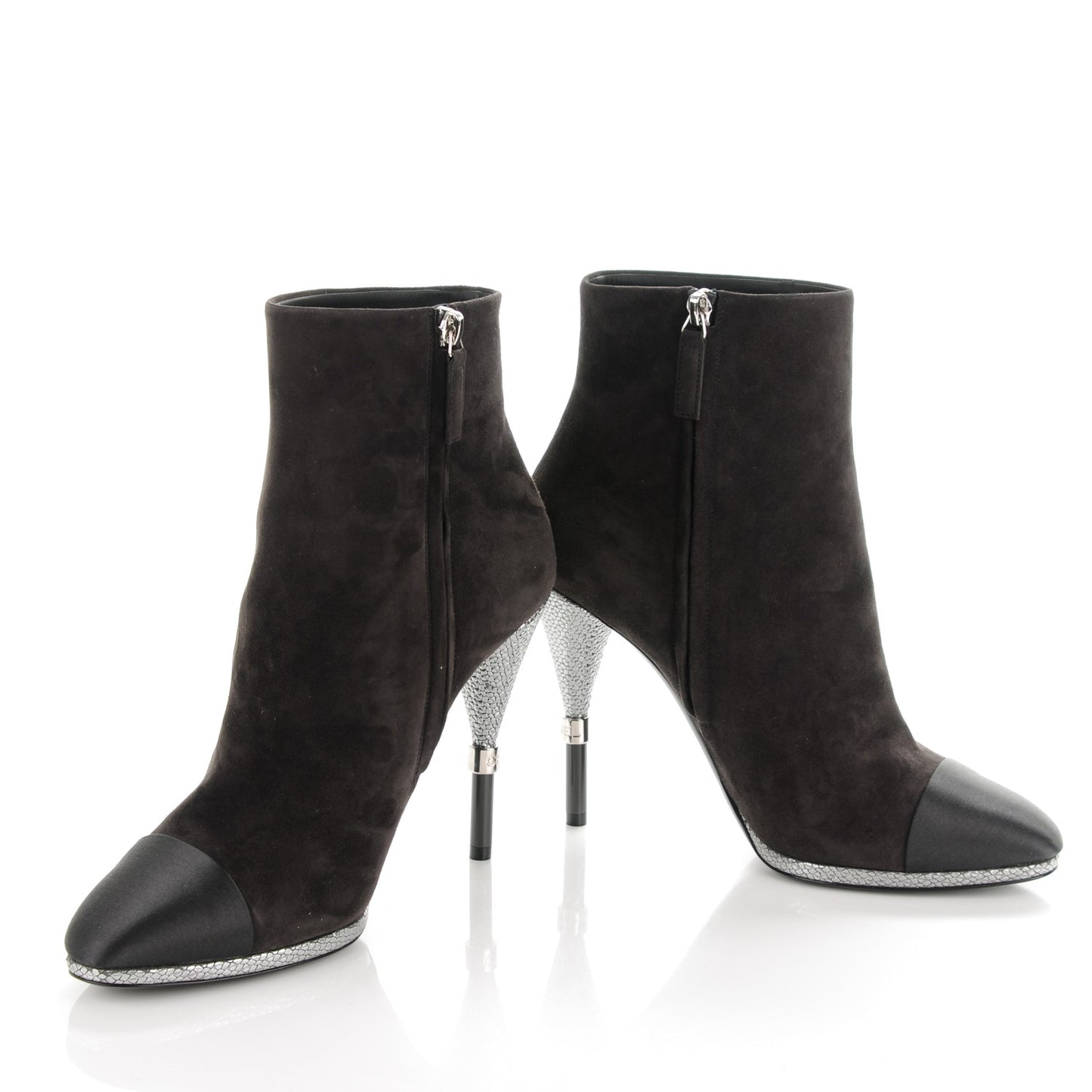 Suede Calfskin Satin Short Boots 40 Dark Grey