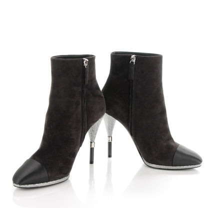 Chanel Suede Calfskin Satin Short Boots 40 Dark Grey 9 of 9