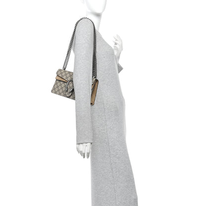 Gucci GG Supreme Monogram Suede Crystal Small Dionysus Shoulder Bag Beige Ebony Taupe 2 of 10