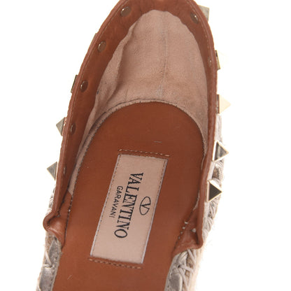 Valentino Garavani Metallic Grained Calfskin Rockstud Ankle Wrap Espadrille 15/85mm Wedges 40 Skin 11 of 11