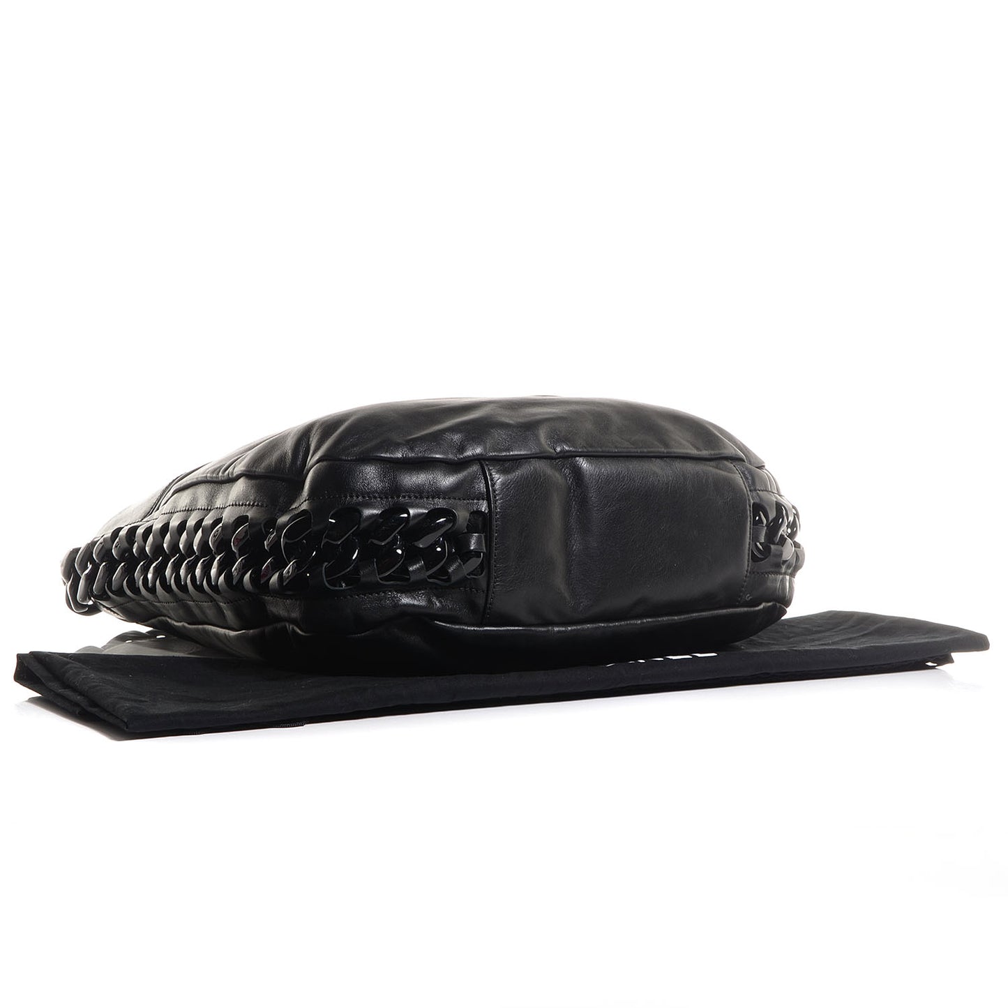 Calfskin Modern Chain Rhodoid Hobo Black