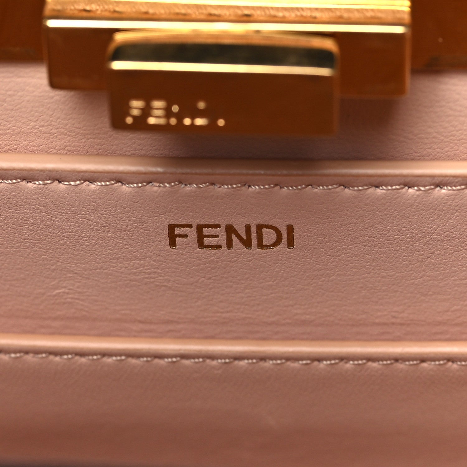 Fendi Vitello Seta Shiny Nappa Medium Peekaboo I SEE U Satchel Black Light Rose 7 of 9