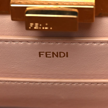 Fendi Vitello Seta Shiny Nappa Medium Peekaboo I SEE U Satchel Black Light Rose 7 of 9