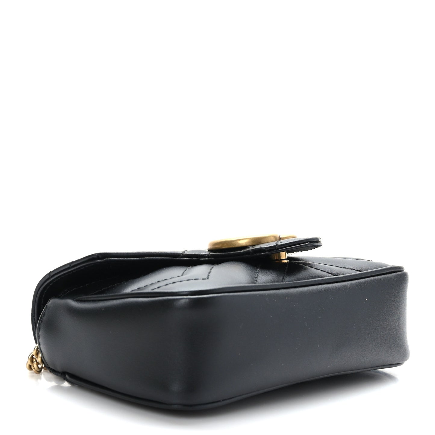 Calfskin Matelasse Super Mini GG Marmont Shoulder Bag Black