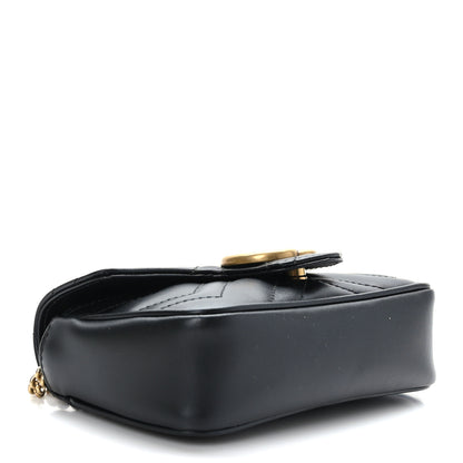 Gucci Calfskin Matelasse Super Mini GG Marmont Shoulder Bag Black 4 of 10