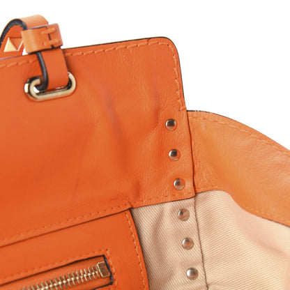 Valentino Garavani Vitello Medium Rockstud Tote Orange Fluo 7 of 10