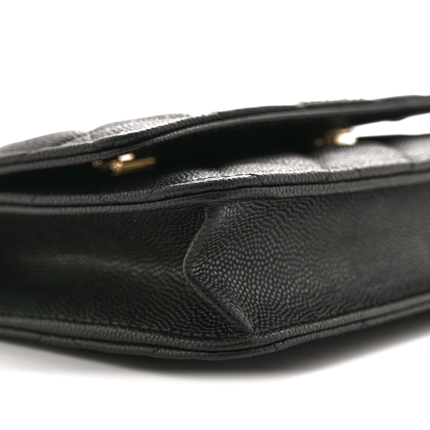 Caviar Quilted Studded CC Wallet on Chain WOC Black