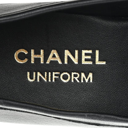 Chanel Calfskin Womens Stitched CC Loafers 38 Black 8 of 9