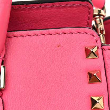 Valentino Garavani Vitello Rockstud Double Handle Tote Fuxia Fluo 10 of 14
