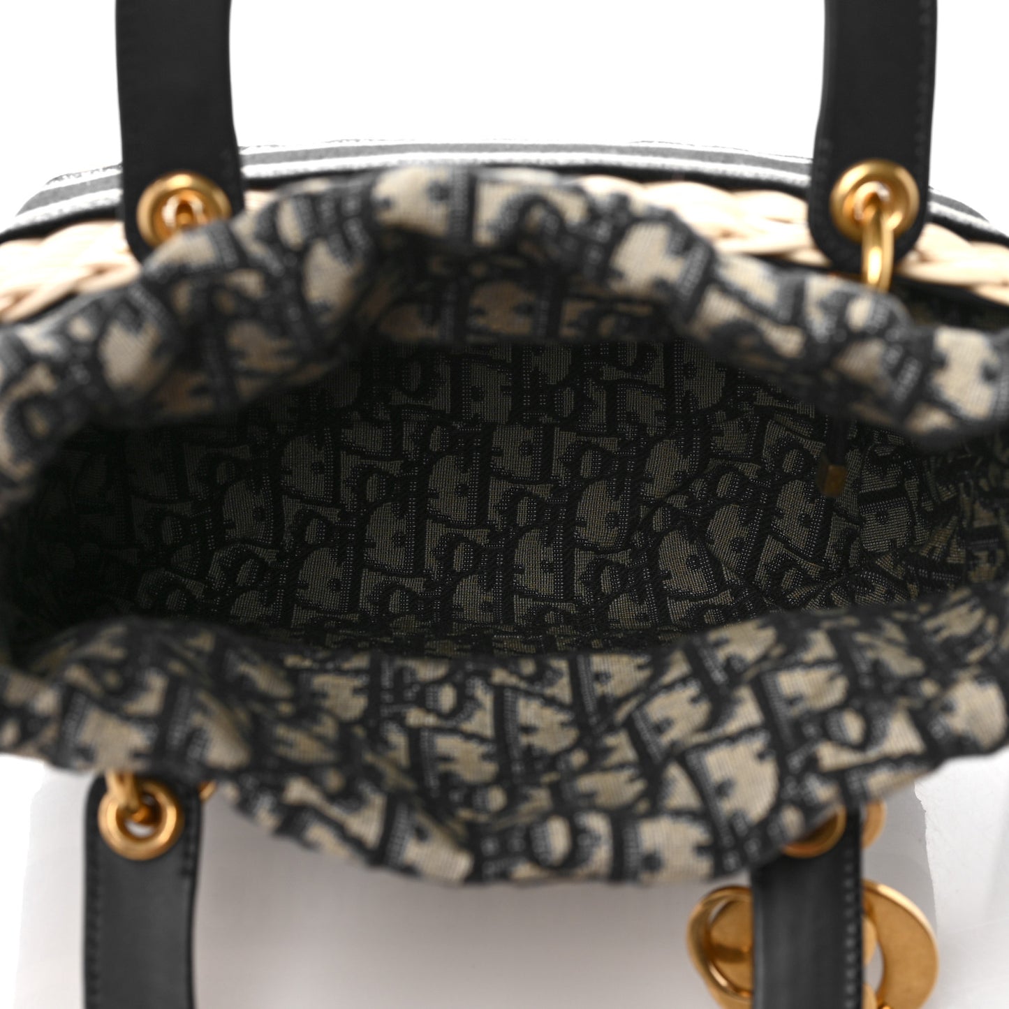 Wicker Oblique Medium Lady Dior Bag Blue
